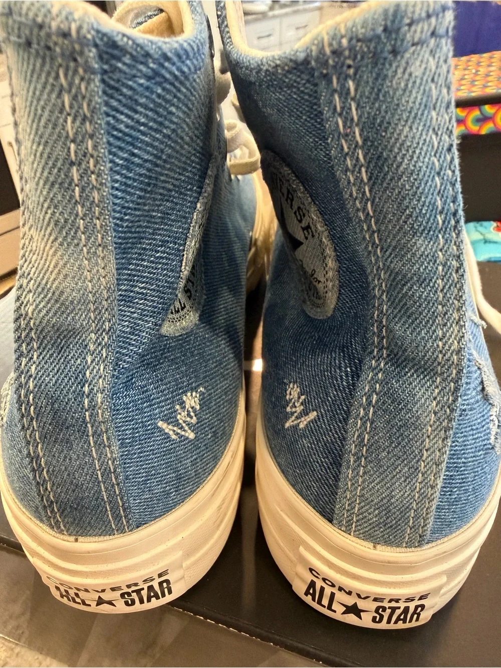 Converse Denim High-Top Sneakers with Star Appliqué - Blue & Cream